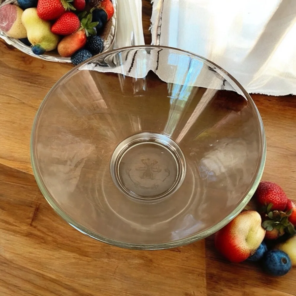 Vintage Anchor Hocking Clear Glass Flared Salad Serving Bowl MCM